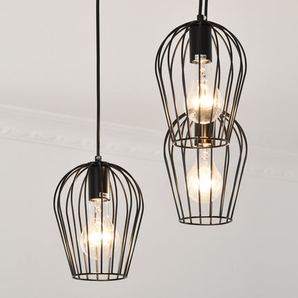Black metal ceiling lamp - modern geometric design, Ø38x145 cm