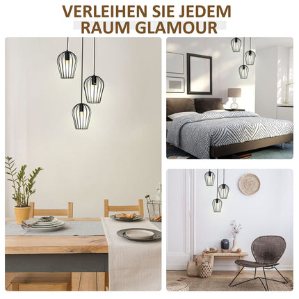 Black metal ceiling lamp - modern geometric design, Ø38x145 cm