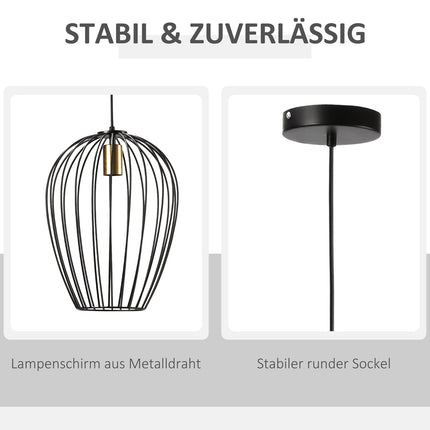 Modern black metal ceiling lamp, Ø26 x 130 cm