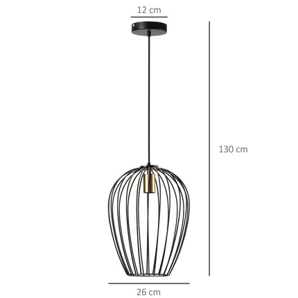 Modern black metal ceiling lamp, Ø26 x 130 cm