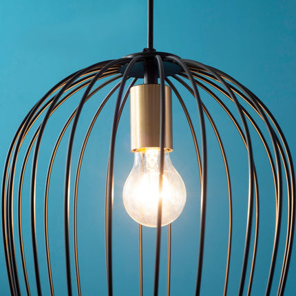 Modern black metal ceiling lamp, Ø26 x 130 cm