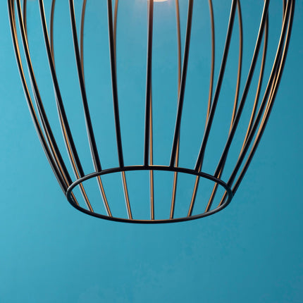Modern black metal ceiling lamp, Ø26 x 130 cm