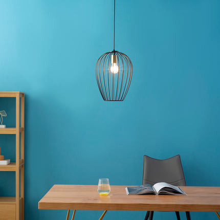Modern black metal ceiling lamp, Ø26 x 130 cm