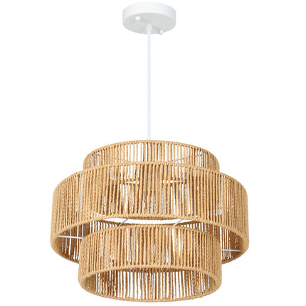 Boho Hemp Rope Pendant Light – E27, light brown, kitchen/dining room