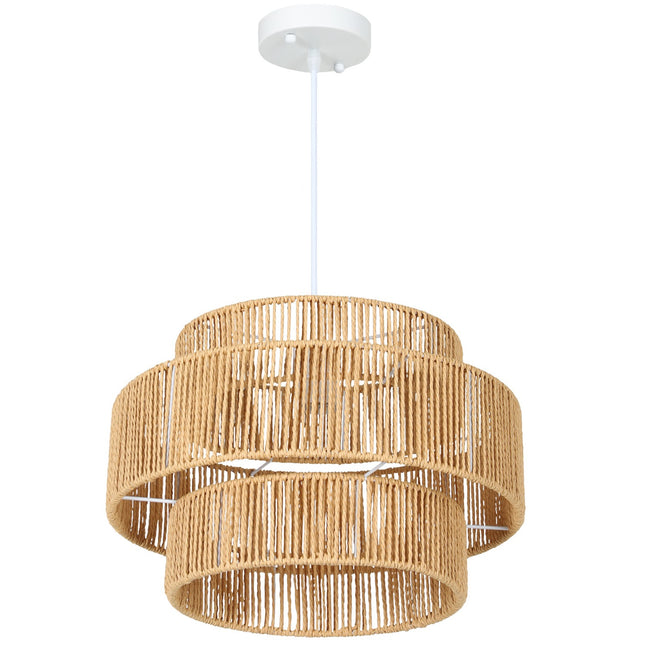 Boho Hemp Rope Pendant Light – E27, light brown, kitchen/dining room