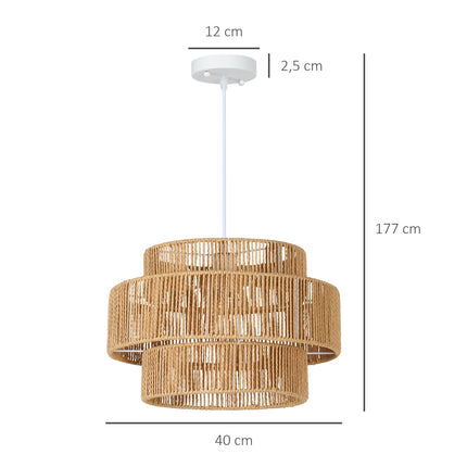 Boho Hemp Rope Pendant Light – E27, light brown, kitchen/dining room