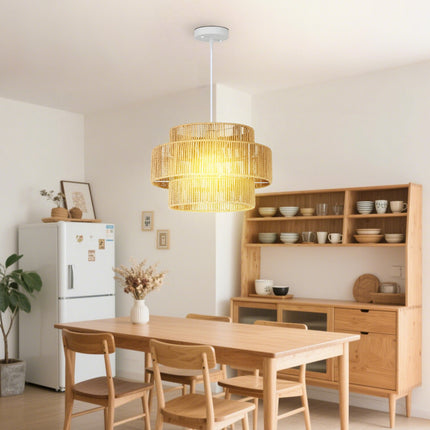 Boho Hemp Rope Pendant Light – E27, light brown, kitchen/dining room