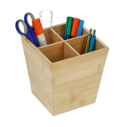 Pen holder in bamboo 4 compartments