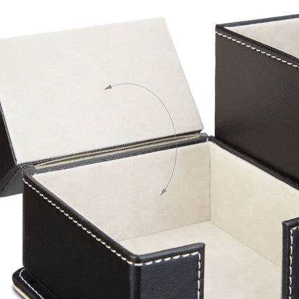 Pen holder in black artificial leather