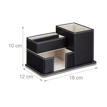 Pen holder in black artificial leather