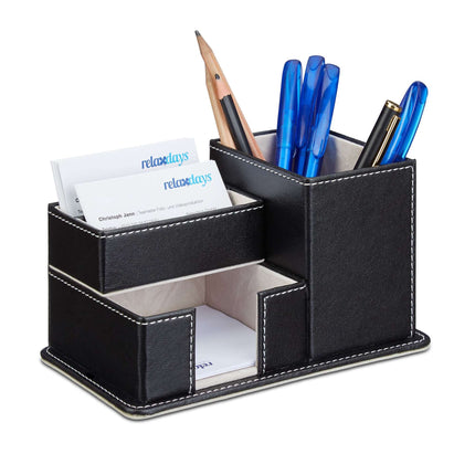 Pen holder in black artificial leather