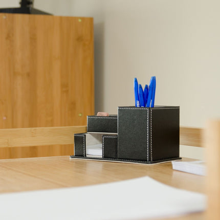 Pen holder in black artificial leather