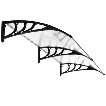Front door aluminum canopy, 75x195x23 cm, clear polycarbonate