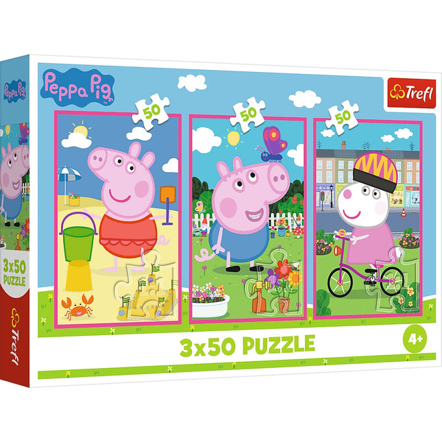 Peppa Pig Puzzle Set, 3 x 50 Pieces, Friendship Theme