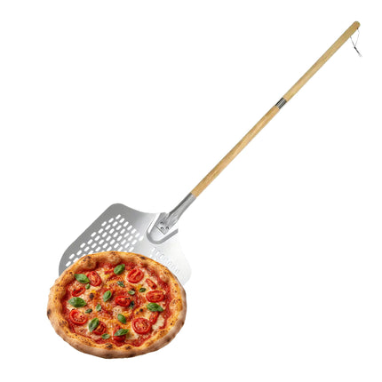 Perforated XL Pizza Peel, Wood Handle, Adjustable Length