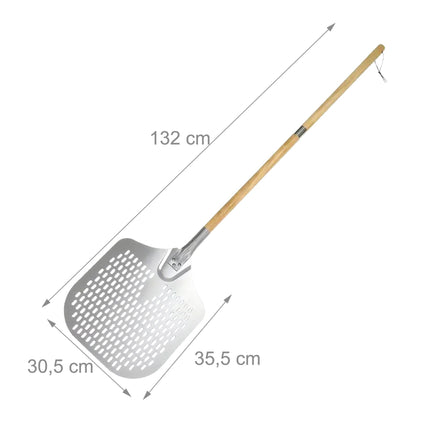 Perforated XL Pizza Peel, Wood Handle, Adjustable Length