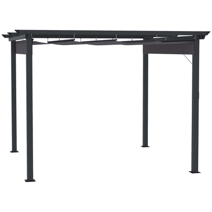 Gazebo Pergola 2.95x2.95m, Aluminium, Sliding roof, Grey