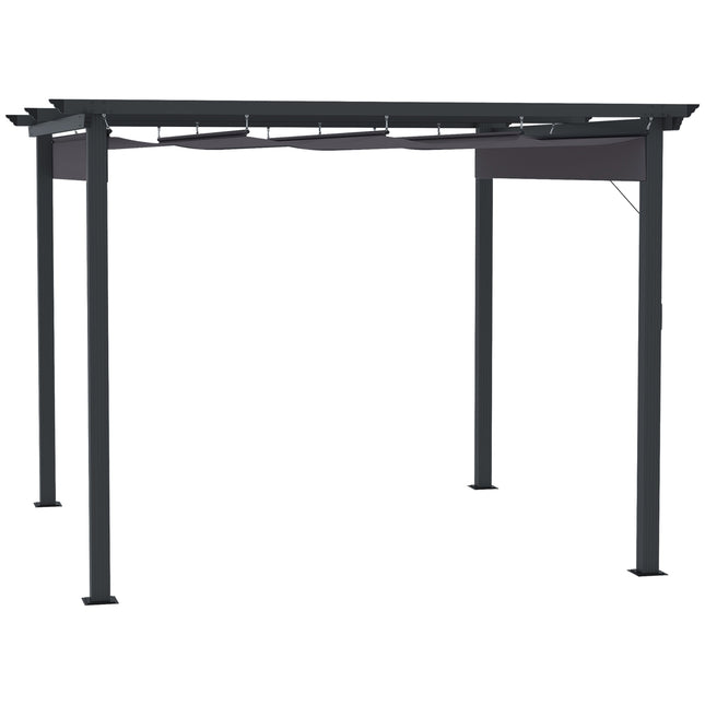Gazebo Pergola 2.95x2.95m, Aluminium, Sliding roof, Grey