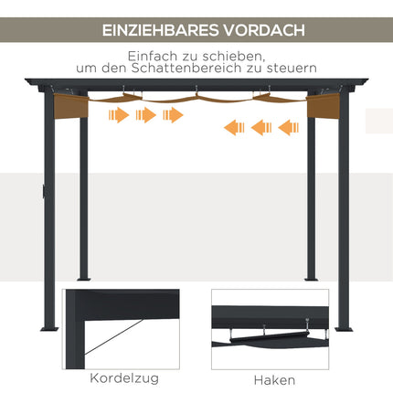 Gazebo Pergola 2.95x2.95m, Aluminium, Sliding roof, Grey