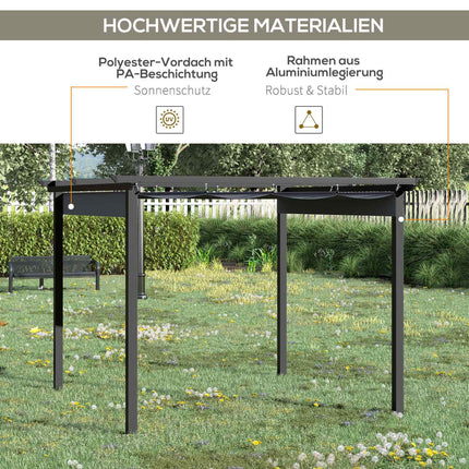 Gazebo Pergola 2.95x2.95m, Aluminium, Sliding roof, Grey