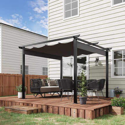 Gazebo Pergola 2.95x2.95m, Aluminium, Sliding roof, Grey