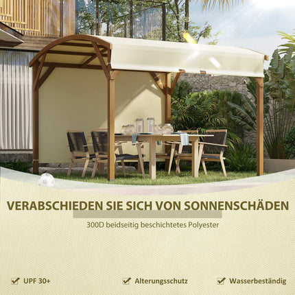 Garden pergola in wood 3.2x3.08M, retractable roof, UV protection