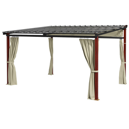 Beige windproof pergola 3.5x3m with adjustable roof