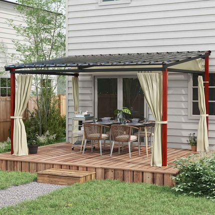Beige windproof pergola 3.5x3m with adjustable roof