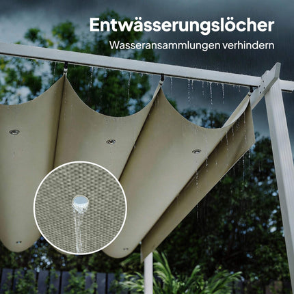 Pergola 3x4 m with Retractable UV30+ Canopy, Beige