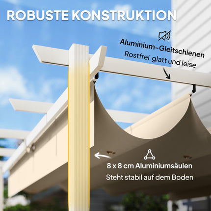 Pergola 3x4 m with Retractable UV30+ Canopy, Beige