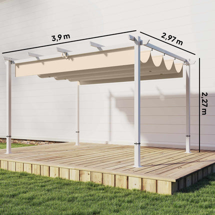 Pergola 3x4 m with Retractable UV30+ Canopy, Beige