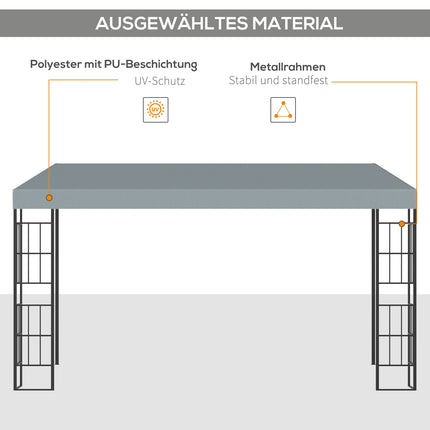 Garden pergola 4x3m metal frame, gray polyester canopy