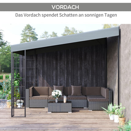 Garden pergola 4x3m metal frame, gray polyester canopy