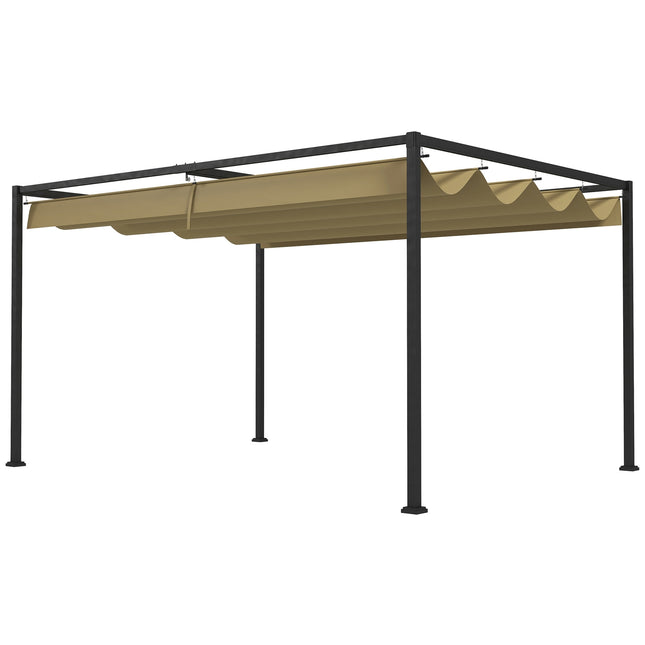 Pergola 4x3m Steel, Adjustable roof, Sun protection Khaki