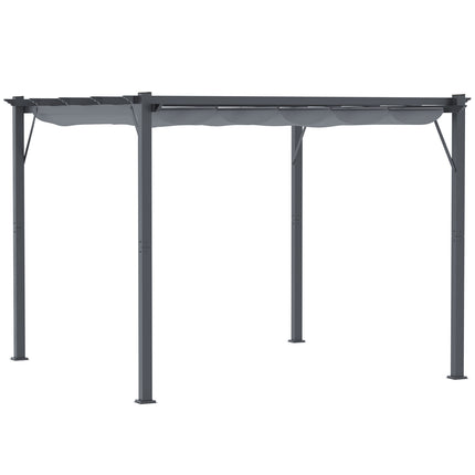 Aluminum Pergola Gazebo, Sliding Roof, Charcoal Grey, 3x3M