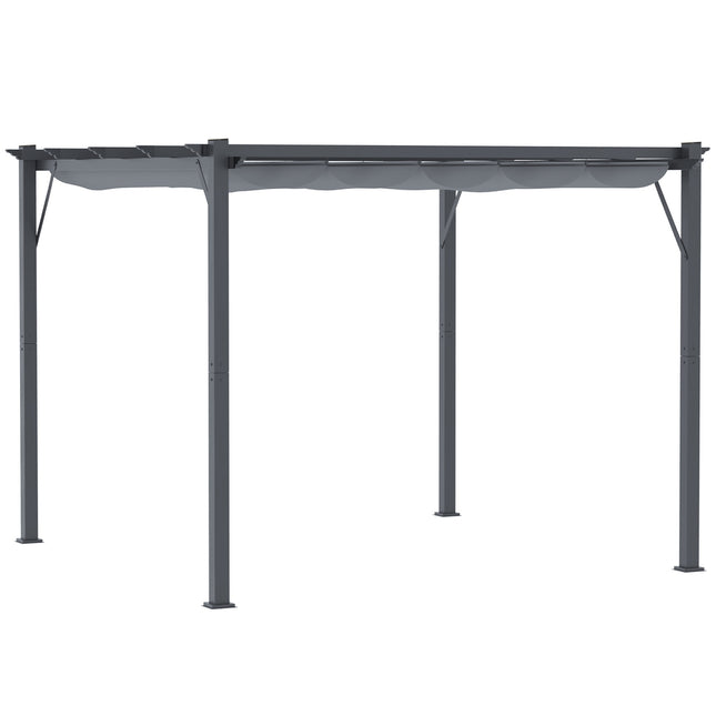 Aluminum Pergola Gazebo, Sliding Roof, Charcoal Grey, 3x3M
