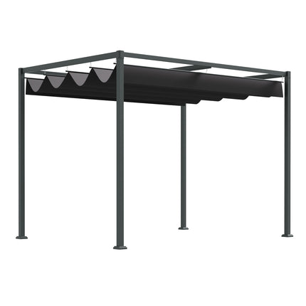 Pergola Gazebo with adjustable canopy, black & gray polyester