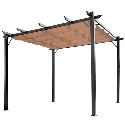 Adjustable Aluminum Pergola Gazebo, 3x4m, Grey/Brown