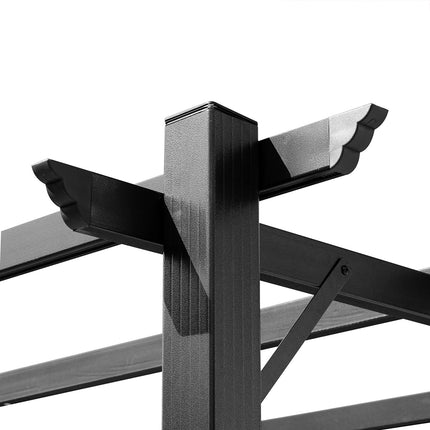 Adjustable Aluminum Pergola Gazebo, 3x4m, Grey/Brown