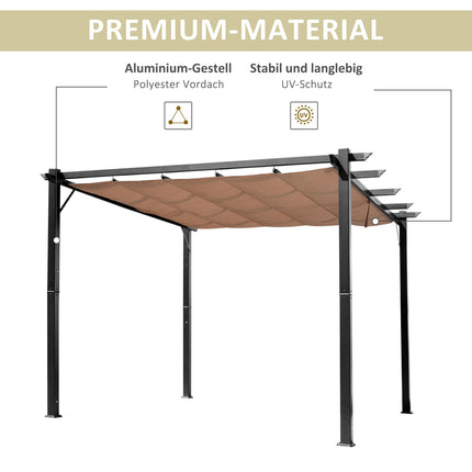 Adjustable Aluminum Pergola Gazebo, 3x4m, Grey/Brown