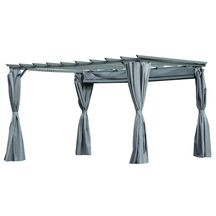 Weatherproof Steel Pergola Gazebo, Adjustable Roof, Grey, 3.6x3M