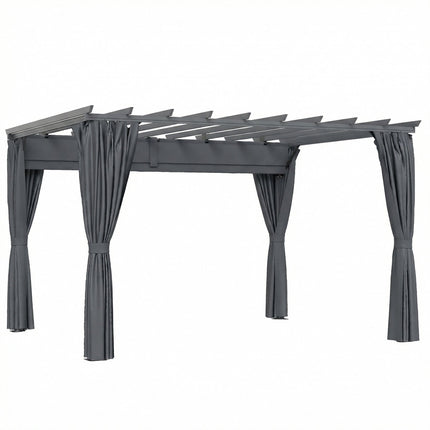 Pergola Pavilion 3x3.6m, Aluminum Frame, Dark Grey