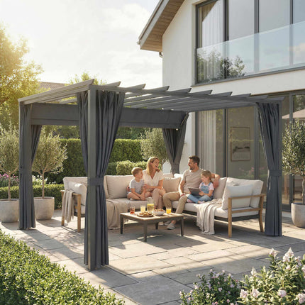 Pergola Pavilion 3x3.6m, Aluminum Frame, Dark Grey