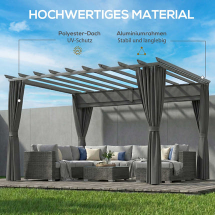 Pergola Pavilion 3x3.6m, Aluminum Frame, Dark Grey