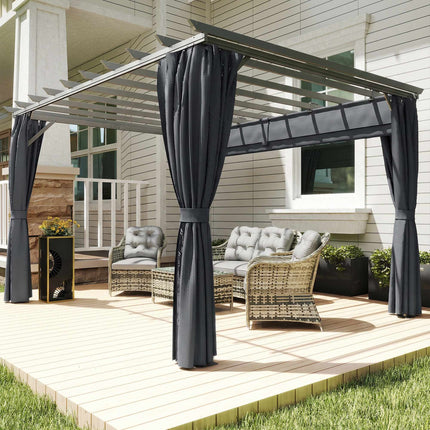 Pergola Pavilion 3x3.6m, Aluminum Frame, Dark Grey