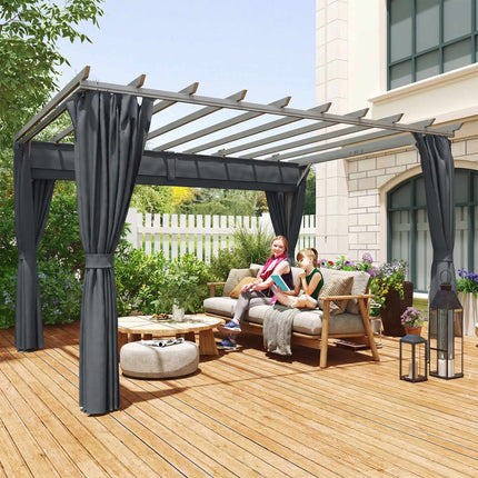 Pergola Pavilion 3x3.6m, Aluminum Frame, Dark Grey