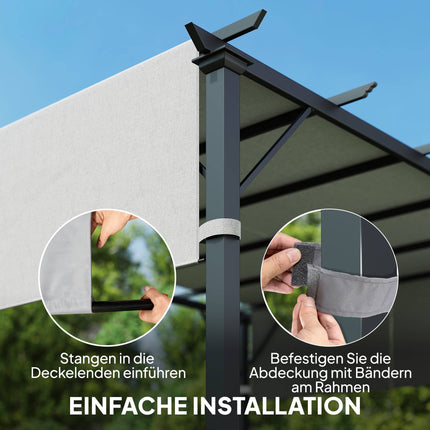 Pergola Replacement Canopy, UV Protection, 3x3m, Light Grey
