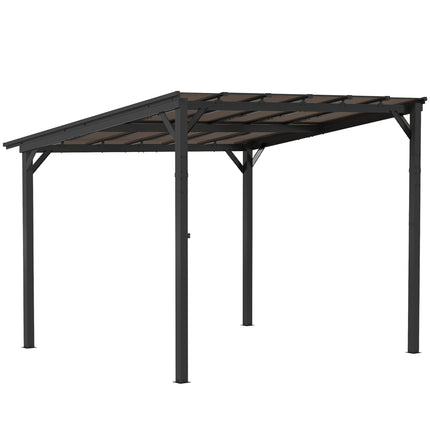 Pergola paviljoen ca. 3x3m, waterdichte, stabiele, wintervaste terrasoverkapping met UV-bescherming 50+, wandgemonteerd tuinpaviljoen van metaal, zonwering voor tuin, terras, balkon, donkergrijs