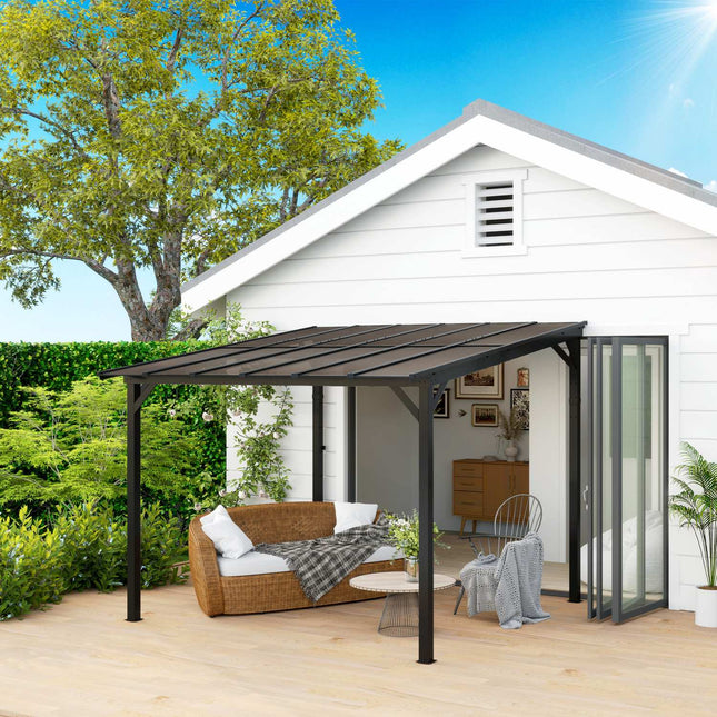 Metal Pergola Pavilion 3x3m, Waterproof UV50+ Dark Grey