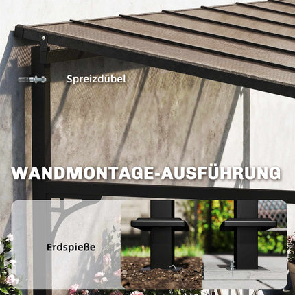 Pergola with Polycarbonate Roof, Metal Frame, 400x300 cm